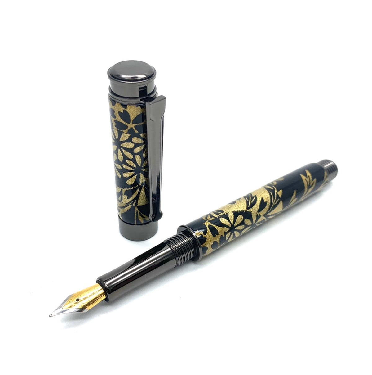 美濃和紙 友禅柄 万年筆 月光 /秋の七草 TWM1815 bk コンバータ付