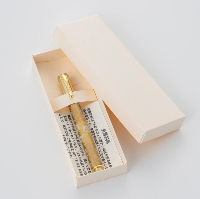 美濃和紙 友禅柄 万年筆 月光 /秋の七草 TWM1815 bk コンバータ付