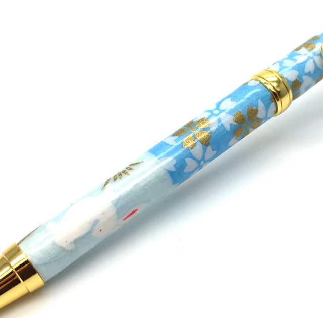 美濃和紙 ボールPen うさぎ市松 /水色 TM-1600 sq CROSS type
