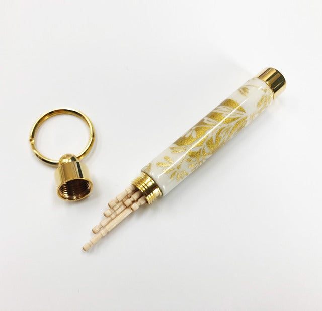 Traditional Mino Washi Yuzen Pattern Toothpick Holder/Toothpick Moonlight/Autumn Seven Herbs TM1800TM White x Gold
