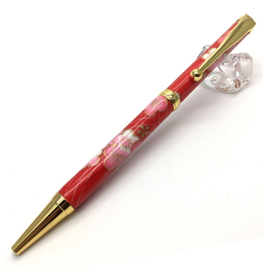 美濃和紙 ボールPen 梅と青海波 /赤色 TM-1603 re CROSS type