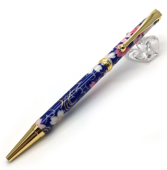 美濃和紙 ボールPen 桜と流水 /紺色 TM-1601 nv CROSS type