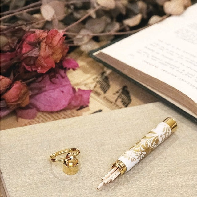 Traditional Mino Washi Yuzen Pattern Toothpick Holder/Toothpick Moonlight/Autumn Seven Herbs TM1800TM White x Gold