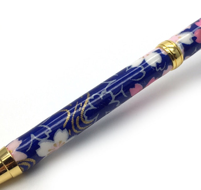 美濃和紙 ボールPen 桜と流水 /紺色 TM-1601 nv CROSS type