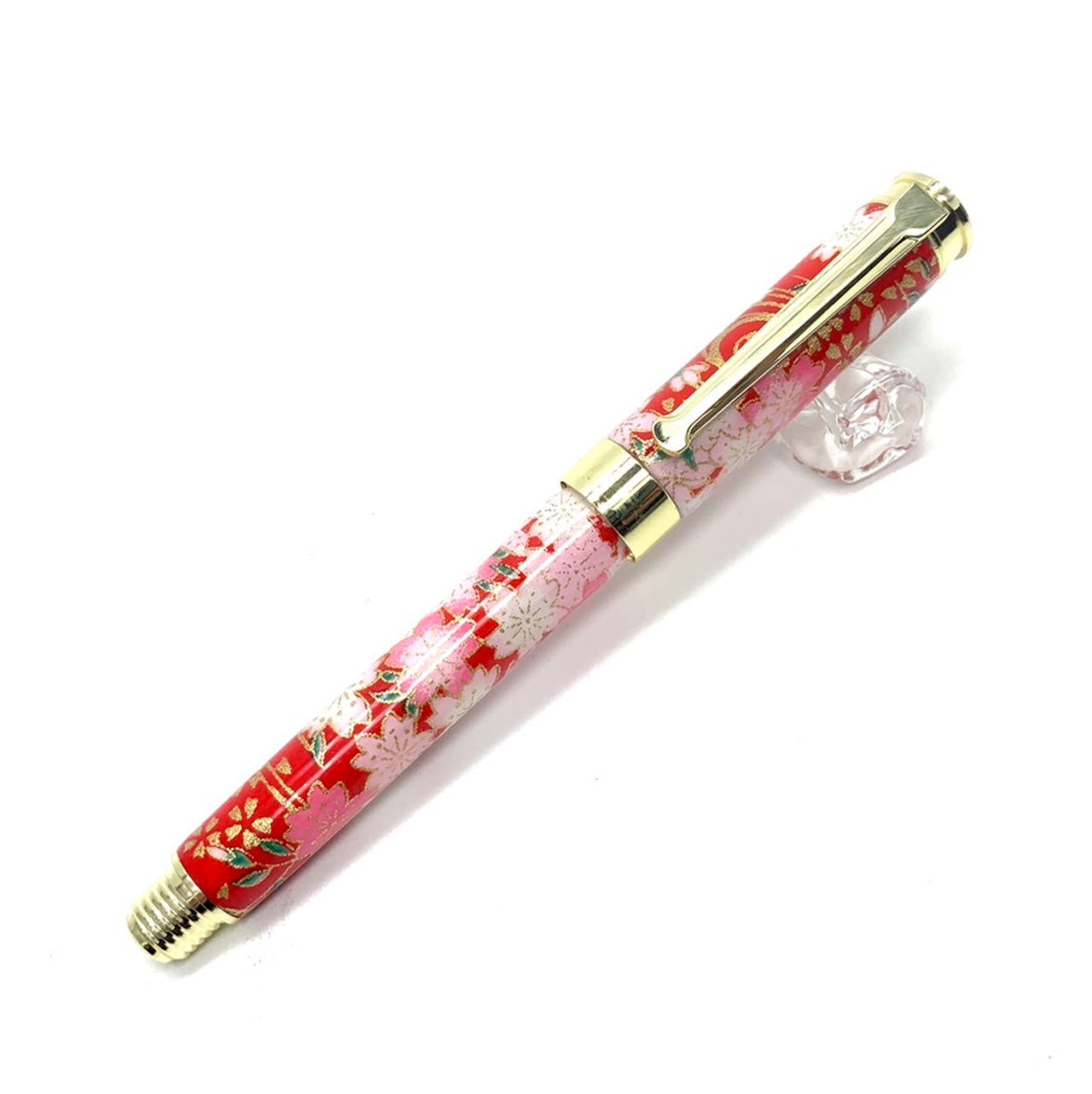 美濃和紙 友禅柄 万年筆 しだれ桜 /赤色 TWM1602 コンバータ付