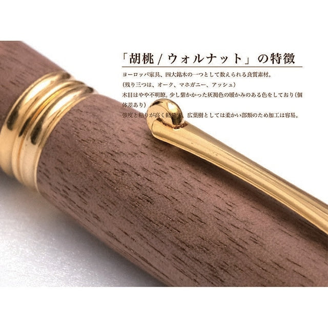 高級銘木材を活かした 万年筆 胡桃 /ウォルナット TWM18203 コンバータ付き