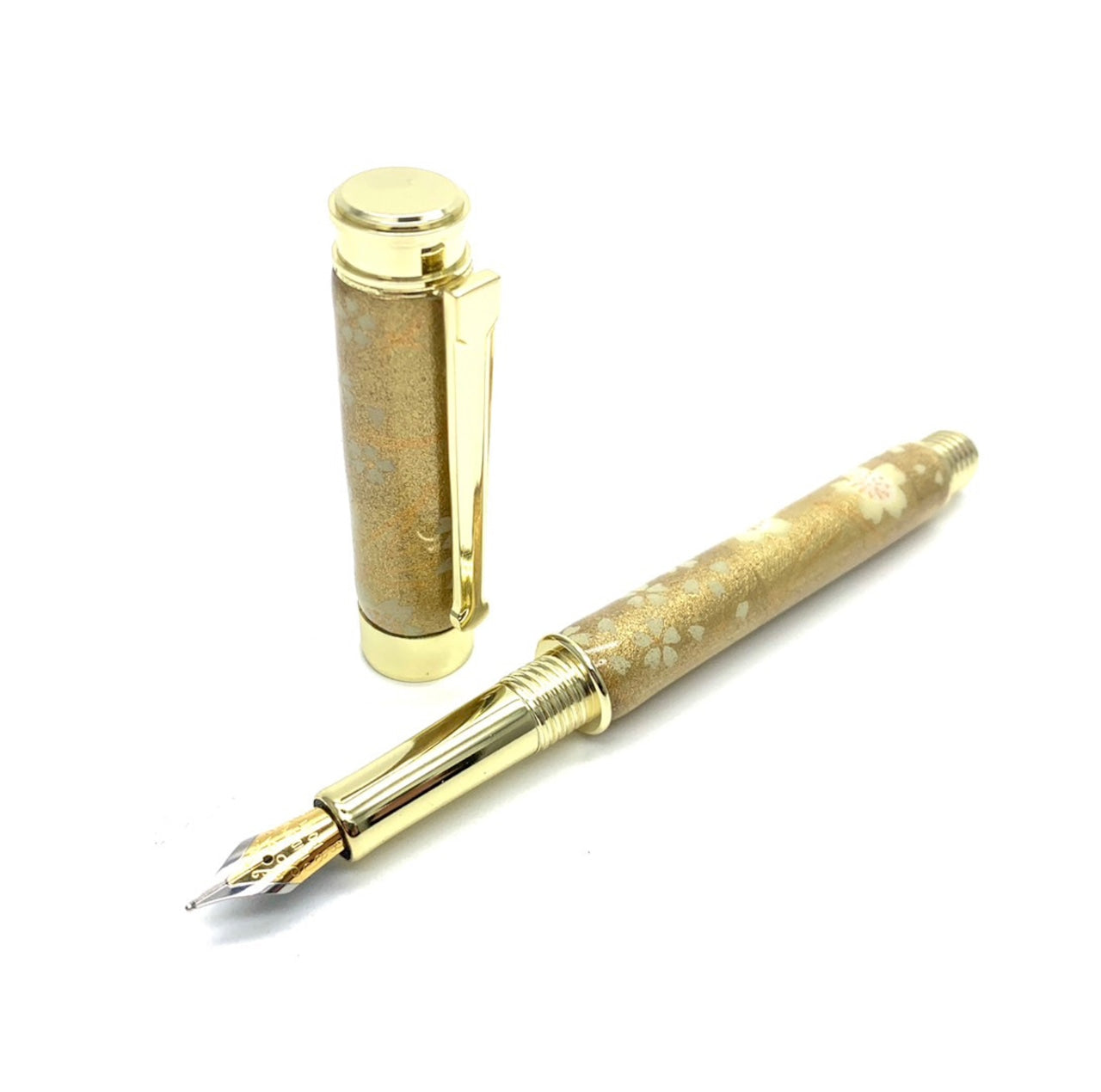 美濃和紙 友禅柄 万年筆 金箔格子さくら /金色 TWM1555 コンバータ付