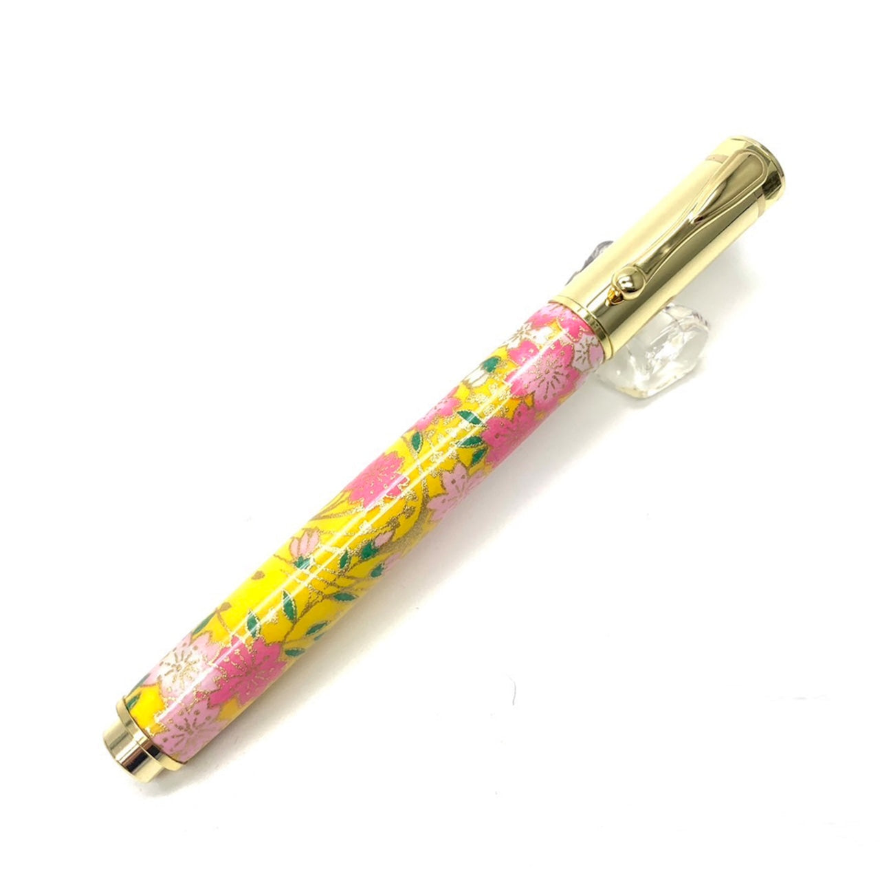 みやびな美濃和紙 友禅柄 MagnetCap式万年筆 桜と菜の花/黄色 TWM2315