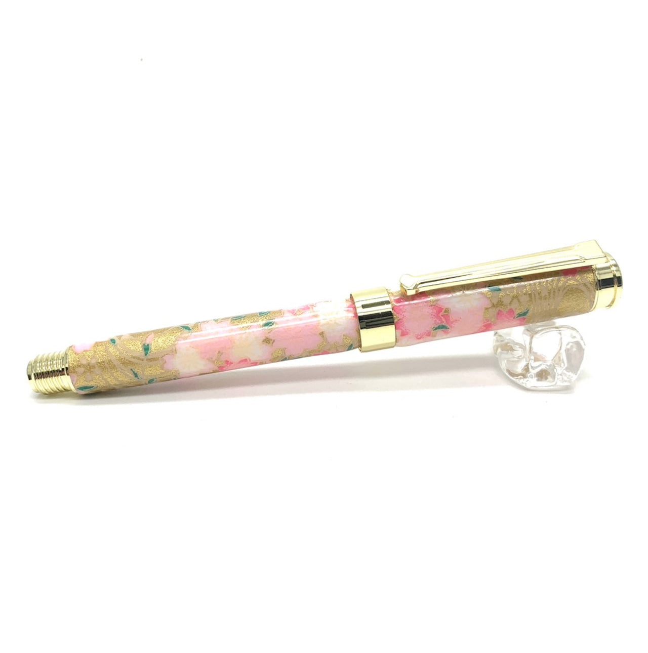 美濃和紙 友禅柄 万年筆 金箔桃桜 /桃金 TWM2402 コンバータ付き