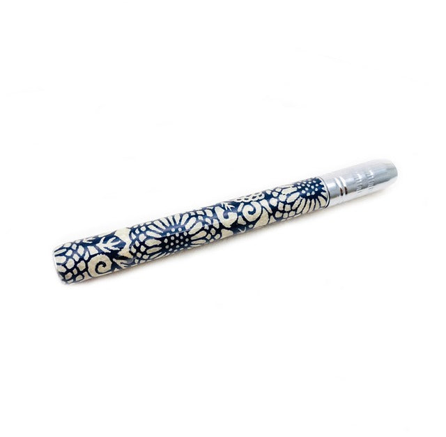 Mino Washi Yuzen Pattern Pencil Auxiliary Body/Extender Indigo Dye Peony TM1810 White x Navy Blue