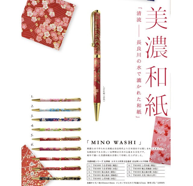 Mino Washi Ball Pen Shark Komon/Red PMW1551 re