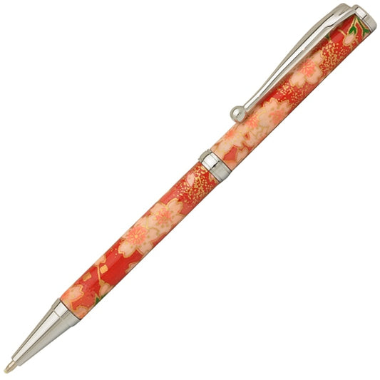 Mino Washi Ball Pen Gold Leaf Cherry Blossom/Red PMW1554 re