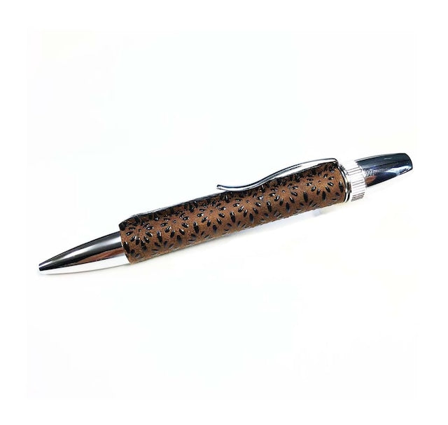 Traditional Craft Deer Lacquer Leather (Shishikiku) Diamond Chrysanthemum (Brown) PIN1611 PARKER type